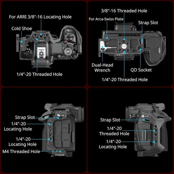 SMALLRIG Black Mamba Camera Cage for Canon EOS R5 Mark II, Aluminum Alloy Camera - Picture 5 of 8